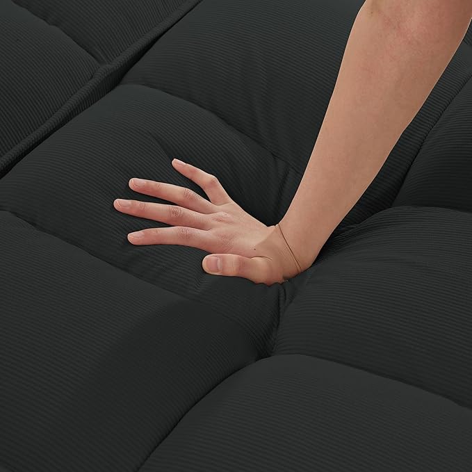 Futon Sofa Bed3 in 1 Convertible Sleeper Sofa with Pull Out BedSmall Loveseat with Adjustable BackrestLinen Futon Couches for Living RoomBlack