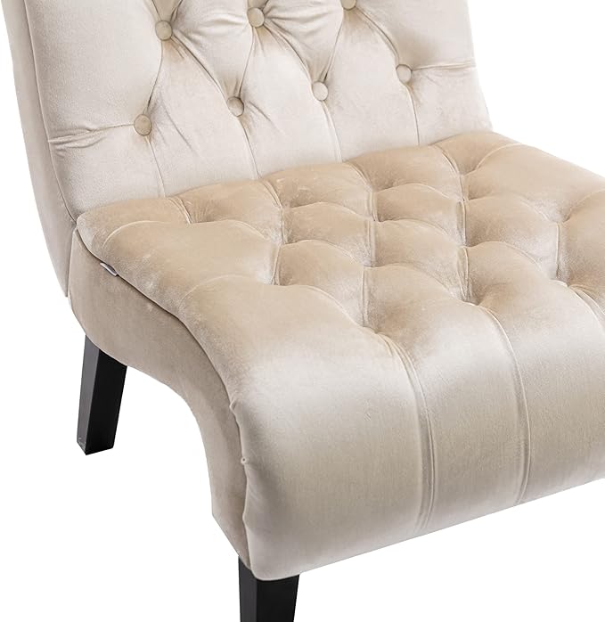 Accent Chair Comfort for Living RoomLoungeBedroomOffice DecorativeVelvet Tufted ArmchairUpholstered Barrel Chair Square Bedroom Chair PerfectAccent Living Room Chair/Leisure Chair (Beige)
