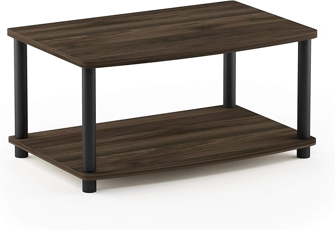 Furinno TURN-N-TUBE TV Riser Stand 2-Tier Small Elevated No Tools TV Stand TV Console for TV up to 32 inch 15.8 x 23.8 x 11 for Living Room Bedroom Columbia Walnut