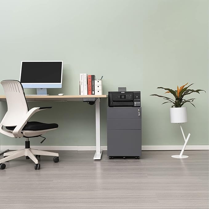 3 Drawer File Cabinet with Lock Mobile Filing Cabinet for Legal/Letter/A4 Size Fully Assembled Except with Wheels for Home/Office