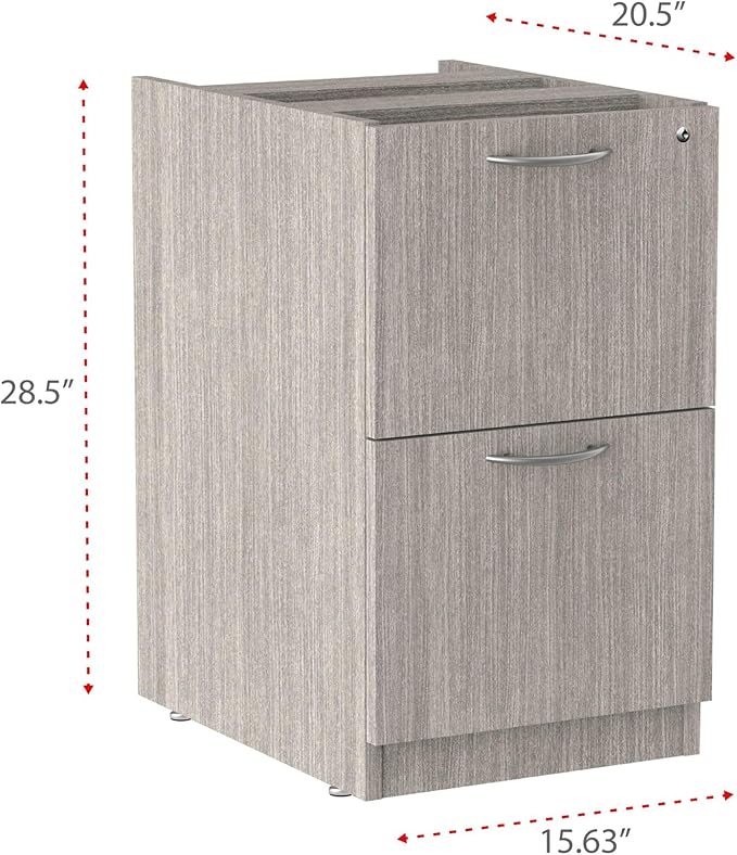 Alera Alera Valencia Series Full Pedestal File Left or Right 2 Legal/Letter-Size File Drawers Gray 15.63 x 20.5 x 28.5