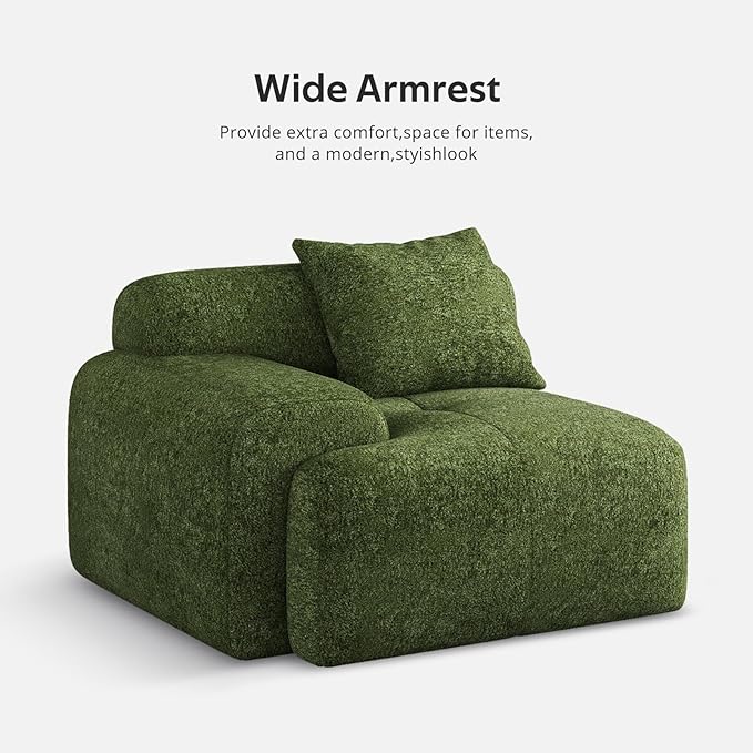 Modern L-Shaped Modular Sectional Sofa for Living RoomOversized 3-Seater Couch with Deep Seat and Movable Ottoman – No AssemblyComfortable Suede Fabric Boneless Sofa (Dark Green)