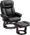 HOMCOM Recliner Chair with Ottoman PU Leather Swivel Recliner with Comfy Footrest Upholstered Adjustable Living Room Chair and Ottoman Set Black
