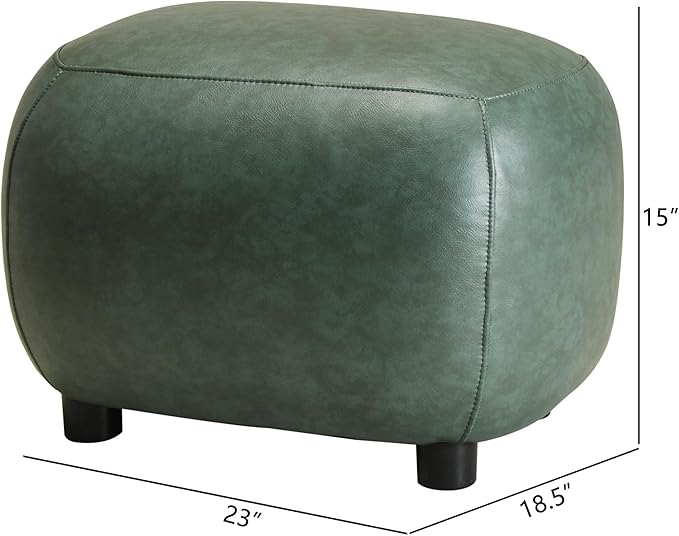 KINWELL Swivel Faux Leather Armchair with Ottoman Set No Assembly 34”W PU Leather Accent Chair &amp 23 Small Footrest for Living Room Lounge Green