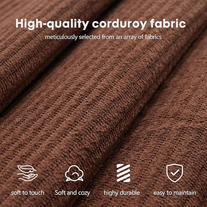 78.8 Modular Sofa Bed - 4-in-1 Convertible Design with Corduroy Fabric and High Density Sponge Removable Cover and Fixed Frame