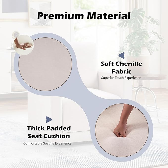 INZOY Swivel Accent Chair Set of 2 Comfy 360° Swivel Chair with Hidden Storage Upholstered Chenille Square Chair for Living Room Bedroom Small Spaces Fully Assembled Beige