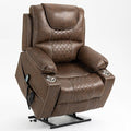 Oversized Power Lift Recliner Chair for Big and Tall 400 LBS Dual Motor Electric Recliner with Heat &amp Massage Zero Gravity Leather Sofa Chair for Living Room Home Theater Coffee Brown