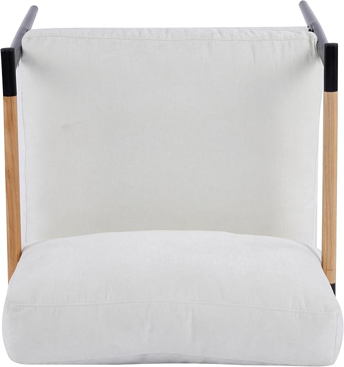 27.56 Modern Accent Chair with Plush Cushions Minimalist Metal e and Wooden Armrest Design Perfect for Cozy Living Room Bedroom or Office Seating