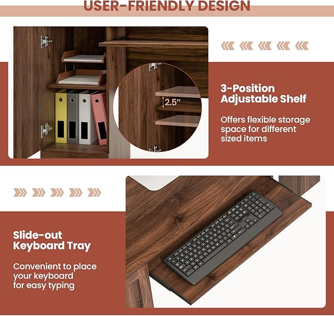 Tangkula L-Shaped Office Desk with Storage Drawers &amp Keyboard Tray Home Office Corner Computer Desk with Cabinet &amp Inner Adjustable Shelf Space-Saving Study Writing Desk Computer Workstatio
