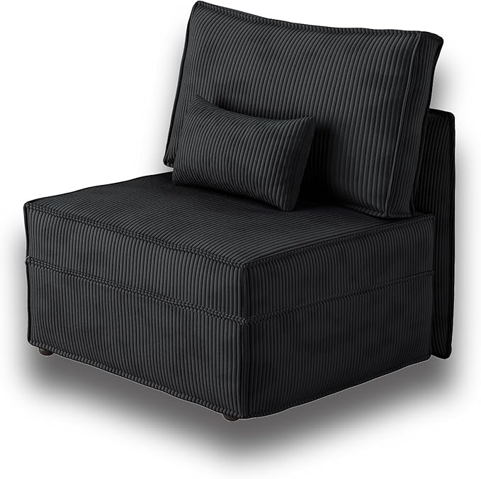 HOOOWOOO Modular Sectional Sofa CouchMatching Free Combination Cloud Couch Armless Chair(Black Corduroy)