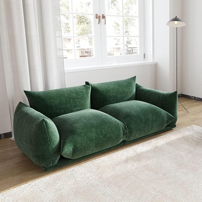 JACH Modern Love Seat Couch Chenille Couch Deep Love Seat Couches with Thick Cushion 77 Plush Sofas Furniture for Small Spaces Living Room Bedroom Office Apartment Green