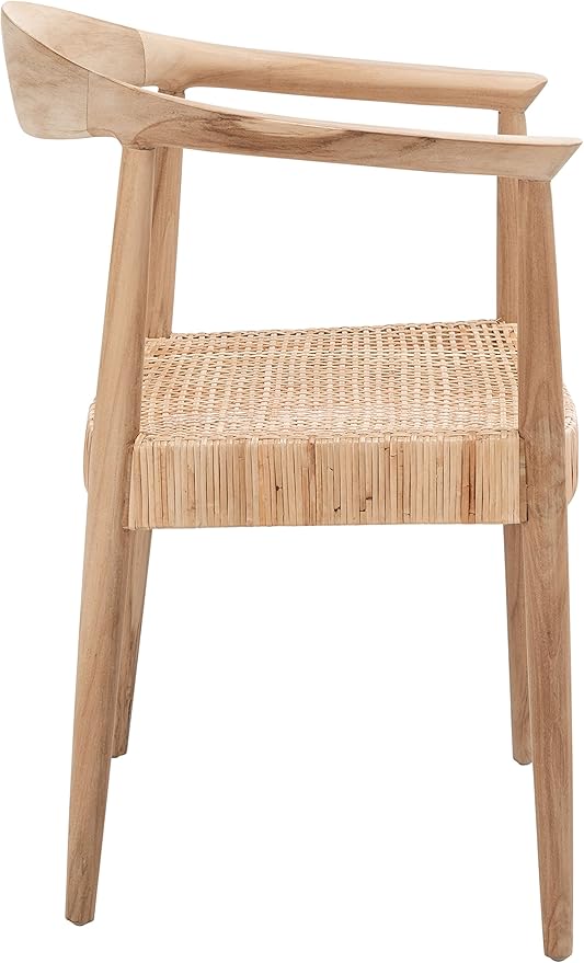SAFAVIEH Home Collection Sijo Natural Teak Wood/Natural Rattan Accent Chair (Fully Assembled)