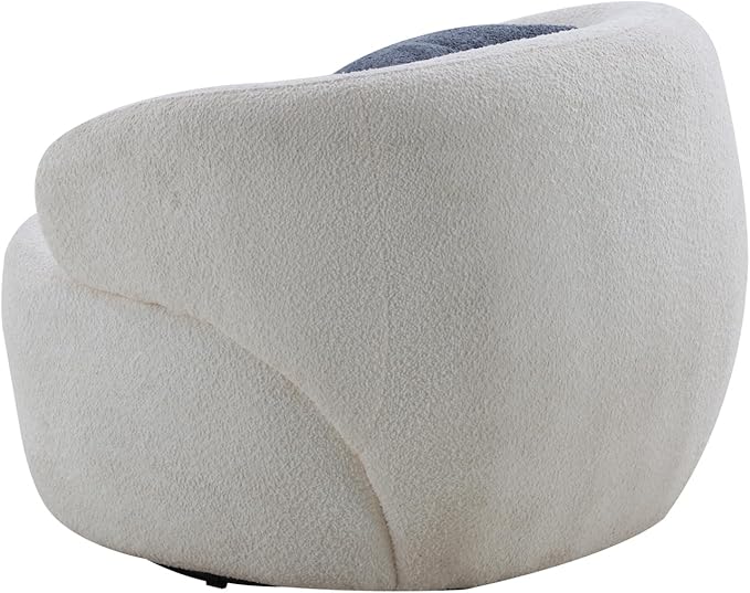 Swivel Barrel Chair Accent Chair Circle Living Room Chair for Small Space Beige Round Sherpa Armchair for Reading Room/Bedroom Lounge