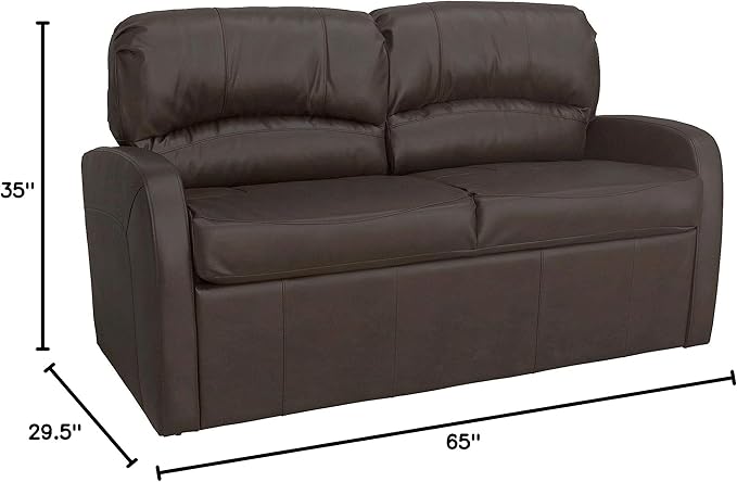 RecPro Charles 65 Jack Knife RV Sleeper Sofa with Arms | RV Furniture | Zero Wall Hugger (Chestnut)