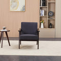 Mid-Century Modern Accent Chair Modern Armchair with High Back Upholstered Armchair with Solid Wood Legs Leisure Lounge Reading Chair for Living Room or Bedroom (Antique Black)