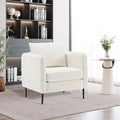 Modern Velvet Accent Chair Single Sofa Chairs Armchair with Square Arm Upholstered Accent Chairs for Living Room Bedroom Apartment (Beige Chair)