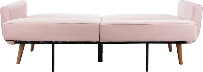 Safavieh Home Bushwick Grey and Brown Foldable Convertible 82.7 Tufted Sofa Bed Futon