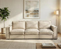 EALSON 93 Modular Sectional Sofa Modern Comfy 3-Seater Couch Sofa Linen Fabric Upholstered Cloud Couches with 24 Deep Seat and Wooden Legs for Bedroom/Living Room/Office Oatmeal