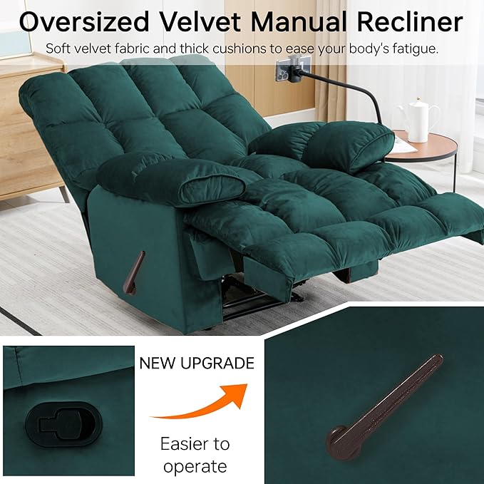 Oversized Recliner Chair Big Mans Recliner Chairs for Adults 400LBS Extra Wide Recliners for Tall Man Large Recliner Chair for Living Room Teal