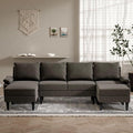 Sectional Couches for Living Room Furniture Sets 4 Seat U Shaped Sectional Couch with Storage Adjustable Sofa with Armrests and Ottoman for Apartment Dark Brown