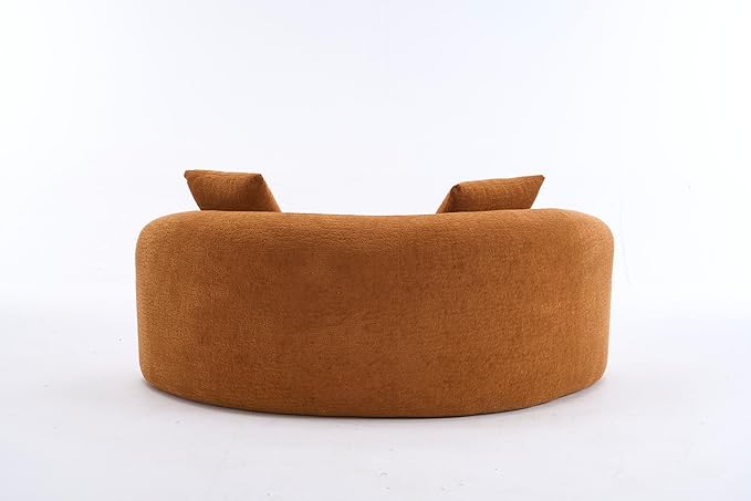 Modern Chenille S-Curved Modular Loveseat Sofa 66.9 Compression Sponge Boneless Couch No Assembly Required Cozy Upholstered Seating for Living Room Apartment Office or Meditation Space (Orange)
