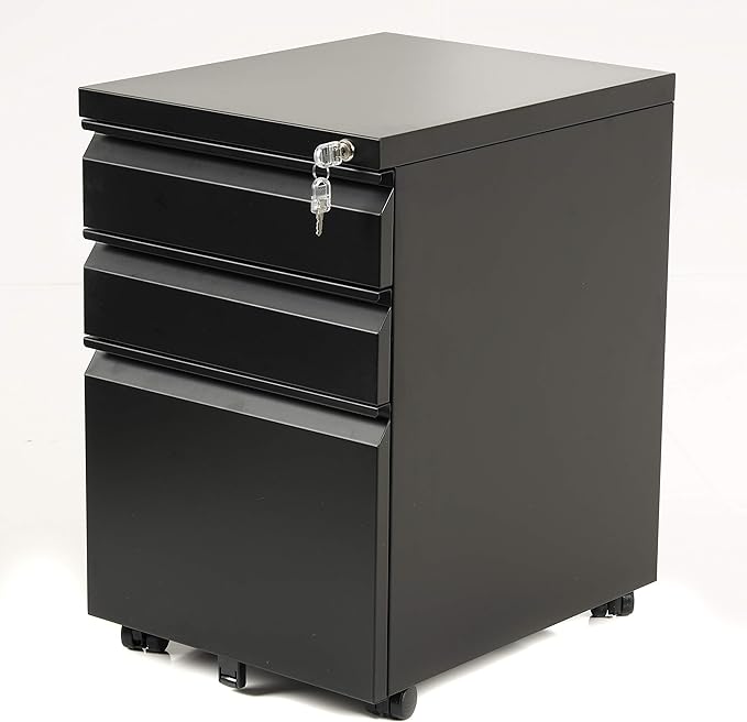 American Furniture Classics 23001 Metal File Cabinet Black Powder Coated Steel