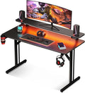 MOTPK 39 Inch Small Gaming Desk with LED Lights Computer Desk Gaming Table with Monitor Shelf Gamer Desk with Carbon Fiber Texture Kids Boys Desk Gift for Men