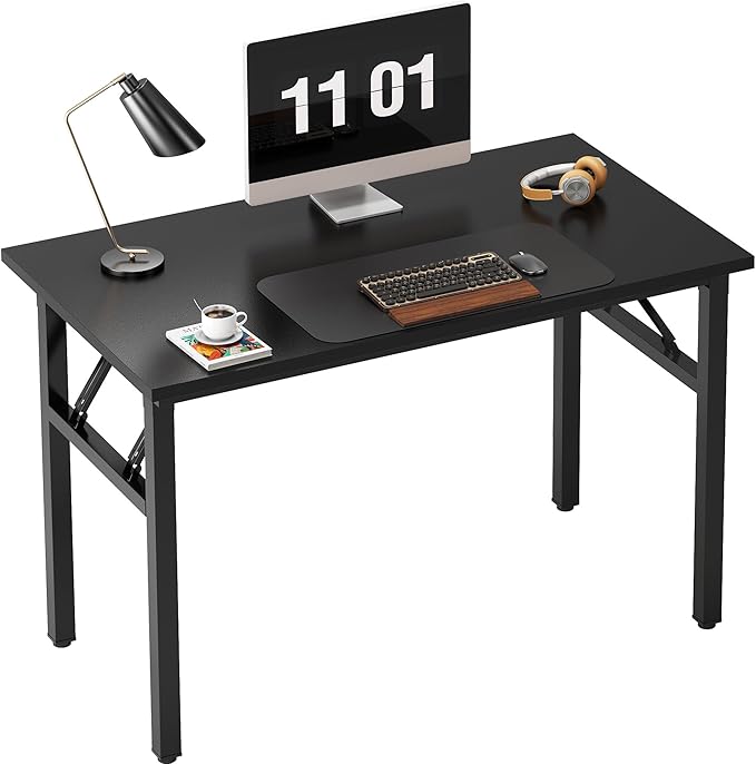 Folding Desk 39 inch No Assembly Folding Desks for Small Spaces Sturdy Foldable Computer Desk Functional Home Office Desks Study Writing Desk Office Table Workstation for Home Office Outdoor
