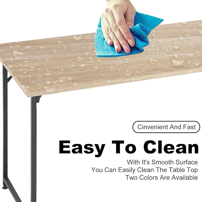 NChanmar 47 Inch Computer Desk Office Desk Gaming Desk with Metal Frame Writing Workstation for Home Office Space Saving Computer Table for Small Space (Nature) 47x19.6x29