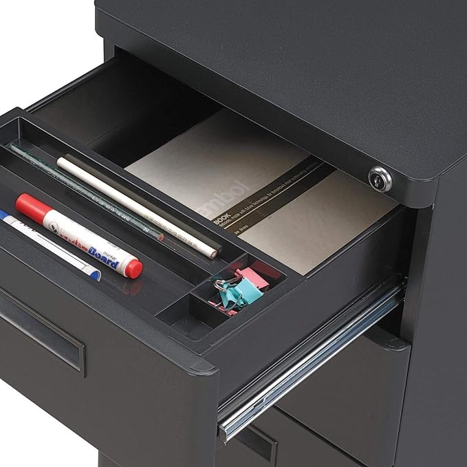 Global Industrial 3 Drawer Pedestal File Cabinet Black