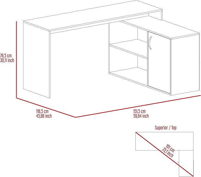Dark Brown L-Shaped Writing Desk with 2 Shelves - Modern Home Office Design
