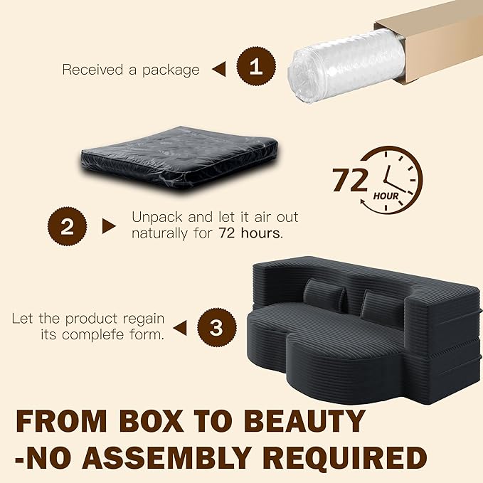78 Folding Floor Sofa Bed Queen Full Size Folding Mattress Boneless Couch for Living Room 15 Seat Height Convertible Teddy Fabric Foam-Filled Loveseat Sleeper Sofa Bed