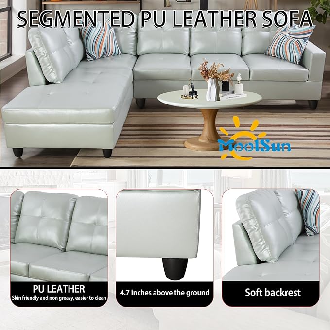 L-Shaped Combination Sofa Set Luxurious Synthetic Leather Living Room Sofa Suitable for Living Rooms Bedrooms Apartments and Offices