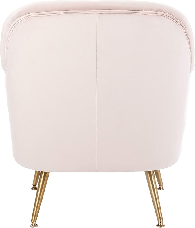 Safavieh Home Brienne Retro Glam Blush Pink Velvet and Brass Arm Chair