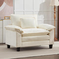 IPKIG Chenille Oversized Accent Chair - 53 W Cozy Upholstered Single Reading Armchair Modular Cloud Sofa for Living Room Bedroom Kids Room Family Room Reading Nook (Beige Chair Only)