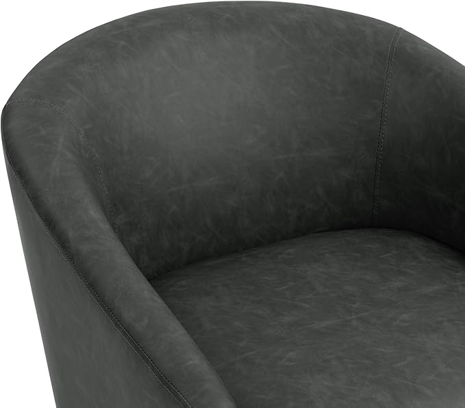 Swivel Barrel Accent Chair Modern Round Faux Leather Arm Chair for Living Room Bedroom Comfy Club Reading Chairs for Adults(Faux Leather Black Set of 1)