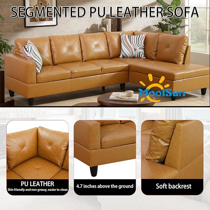 L-Shaped Combination Sofa Set Luxurious Synthetic Leather Living Room Sofa Suitable for Living Rooms Bedrooms Apartments and Offices