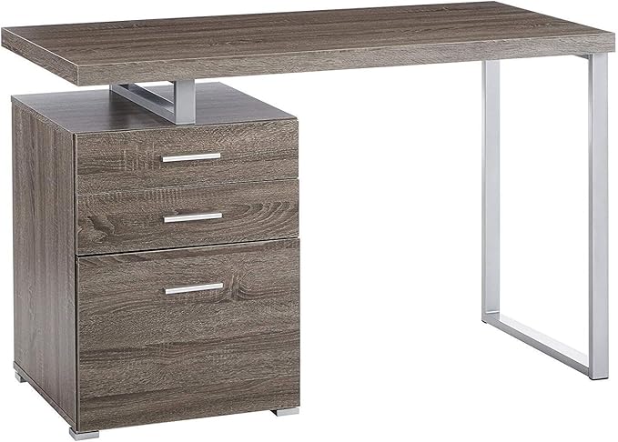 Office Desk with File Drawer - Modern Computer Desk - Gray Finish