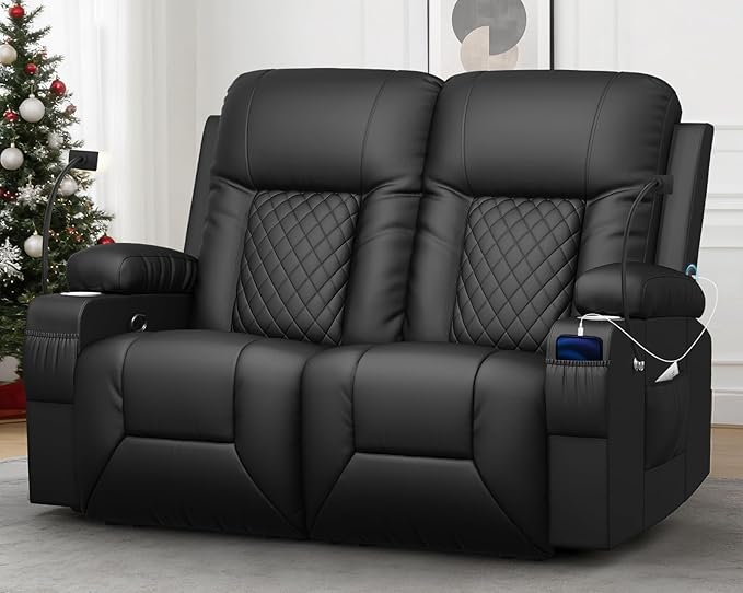 YONISEE Loveseat Recliner Loveseat Recliner Sofa with Storage Recliner Chair with USB Ports 2 Cell Phone Holders Cup Holder Loveseat Couch for Living Room Home Theater Seating