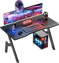 HLDIRECT 32 Inch A-Shaped Gaming Desk with Carbon Fibre Surface - Ergonomic PC Workstation for Home Office &amp Simple Gaming