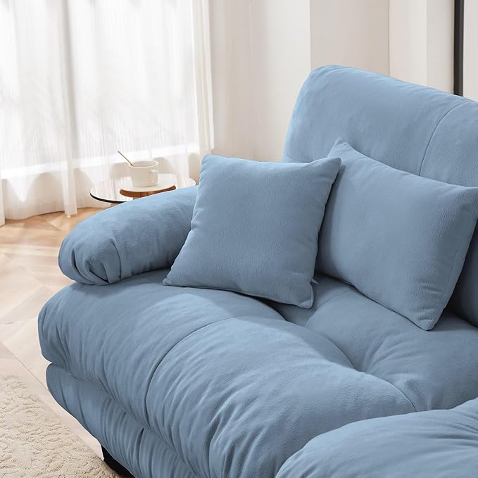4 Seater Sectional Sofa Modular Deep Seat Sofa Couch Comfy Upholstered Cloud Couch for Living Room Apartment Studio OfficeChenille Blue