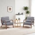 DUMOS Accent Chairs Set of 2Mid Century Modern Chair with Arms and Waist Cushion Reading Chairs for Adults Lounge Chair for Living Room and Bedroom Solid Wooden FrameClassic Grey
