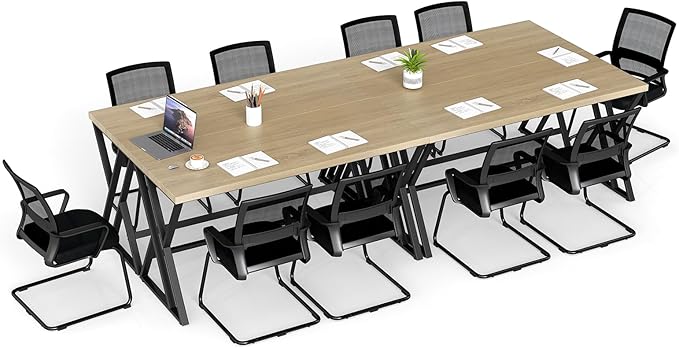 Tangkula 59 Computer Desk Set of 4 Home Office Desk with Heavy-Duty Metal Frame &amp Crossbar Executive PC Workstation 5 FT Conference Room Table Rectangular Meeting Table (Grey)
