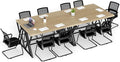 Tangkula 59 Computer Desk Set of 4 Home Office Desk with Heavy-Duty Metal Frame &amp Crossbar Executive PC Workstation 5 FT Conference Room Table Rectangular Meeting Table (Grey)