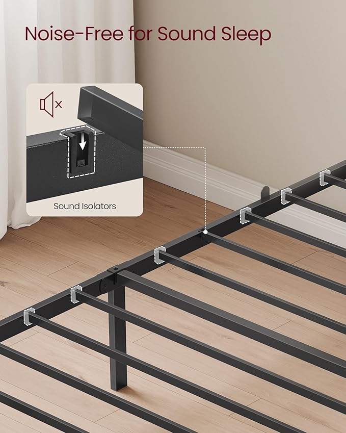 VASAGLE Twin Bed Frame with Upholstered Headboard Metal Bed Frame Twin Size with Footboard 550 lb Weight Capacity Steel Slats Easy Assembly No Box Spring Needed Dove Gray URMB983G01V1