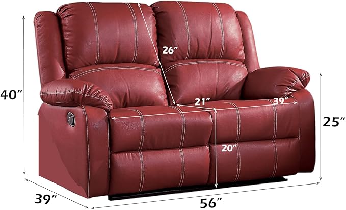Acme Zuriel Motion Loveseat in Red Synthetic Leather