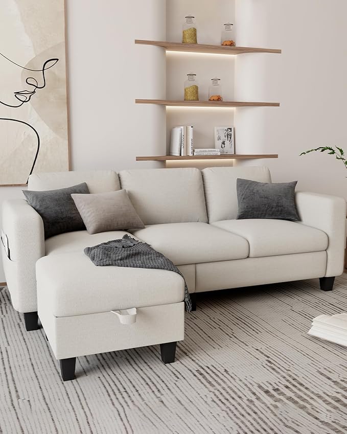 Sectional Couches for Living Room 78 L Shaped Sofa 3 Seat Modern Couch with Storage Ottoman Convertible Couches for Small Space Living Room Bedroom Apartment and Office