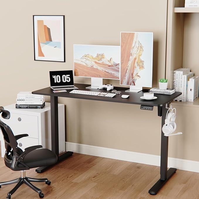 Simple Deluxe Electric Standing Desk Adjustable Height Stand up Desks 24x48 Inches Sit Stand up Desk with Cable Management Ergonomic Rising Computer Table with Memory Preset Black