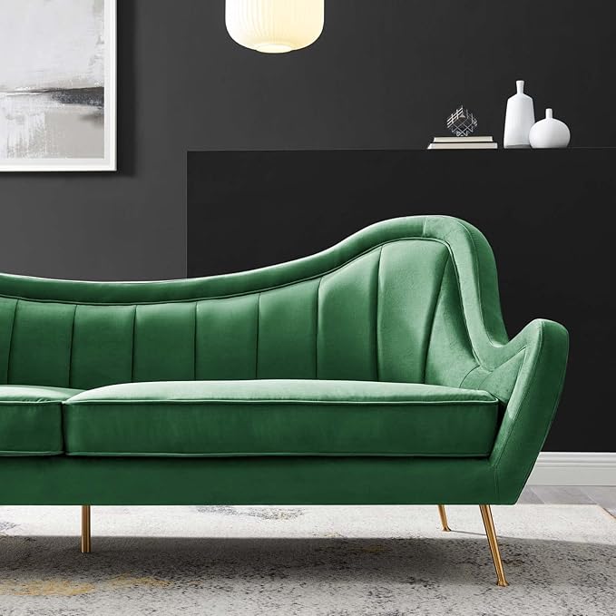 Modway EEI-5874-EME Cheshire Channel Tufted Performance Velvet Sofa Emerald