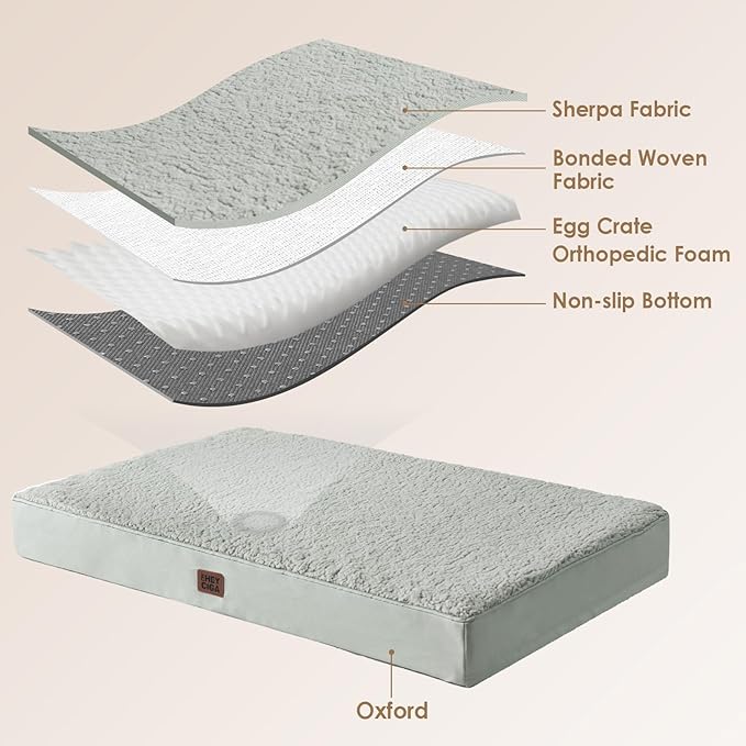 EHEYCIGA Orthopedic XXL Dog Beds for Jumbo Dogs with Removable Washable Cover for Crate Greyish Green 47x29